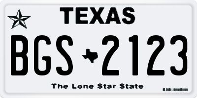 TX license plate BGS2123