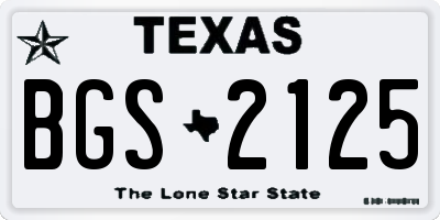 TX license plate BGS2125