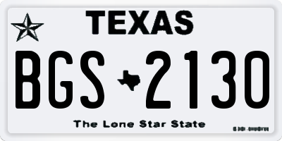 TX license plate BGS2130