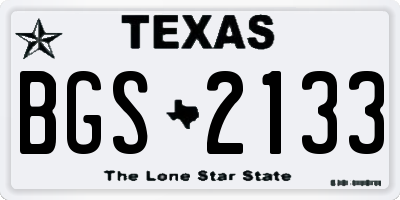 TX license plate BGS2133