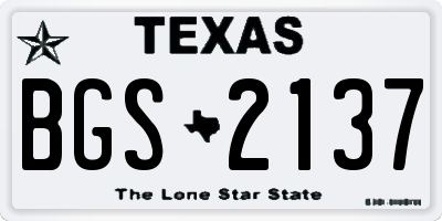 TX license plate BGS2137