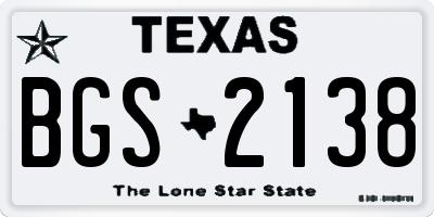 TX license plate BGS2138