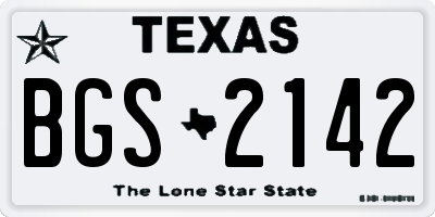 TX license plate BGS2142