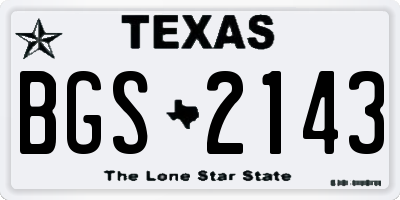 TX license plate BGS2143