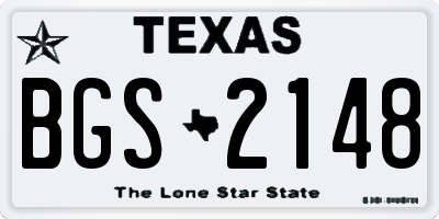 TX license plate BGS2148