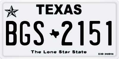 TX license plate BGS2151
