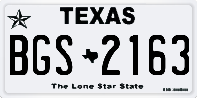 TX license plate BGS2163