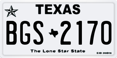 TX license plate BGS2170