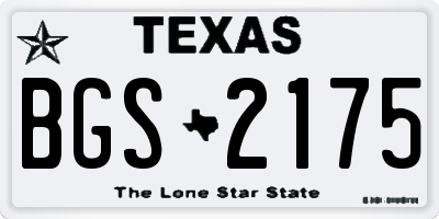 TX license plate BGS2175