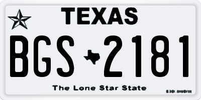 TX license plate BGS2181