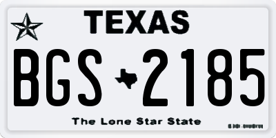 TX license plate BGS2185