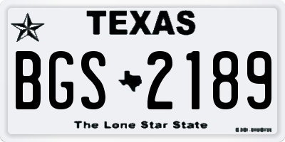TX license plate BGS2189