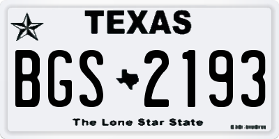 TX license plate BGS2193