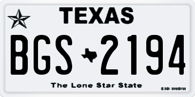 TX license plate BGS2194