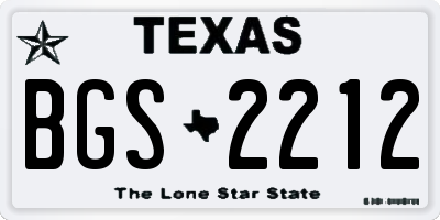 TX license plate BGS2212