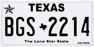 TX license plate BGS2214