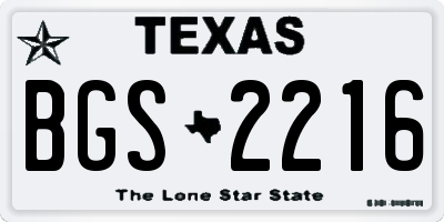 TX license plate BGS2216