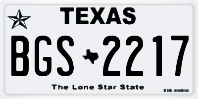 TX license plate BGS2217