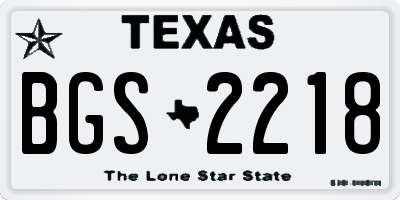 TX license plate BGS2218