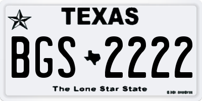 TX license plate BGS2222