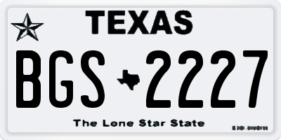 TX license plate BGS2227