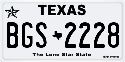 TX license plate BGS2228
