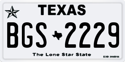 TX license plate BGS2229