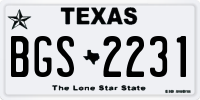 TX license plate BGS2231