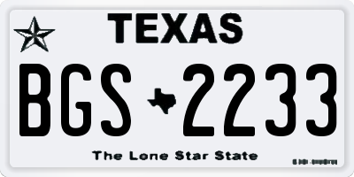 TX license plate BGS2233
