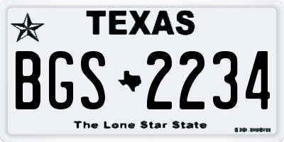 TX license plate BGS2234