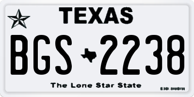 TX license plate BGS2238