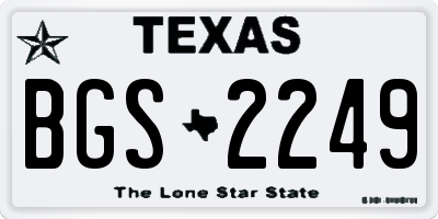 TX license plate BGS2249