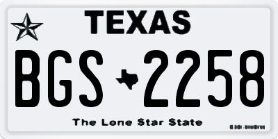 TX license plate BGS2258
