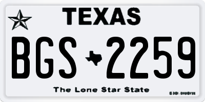 TX license plate BGS2259