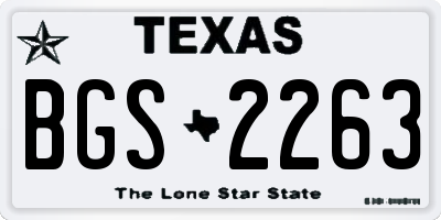 TX license plate BGS2263