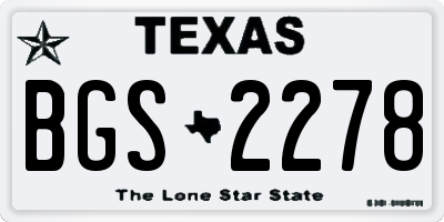 TX license plate BGS2278