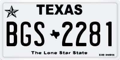 TX license plate BGS2281