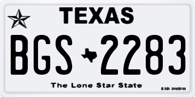 TX license plate BGS2283