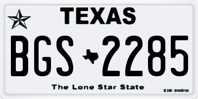 TX license plate BGS2285