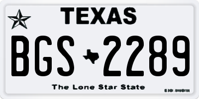 TX license plate BGS2289