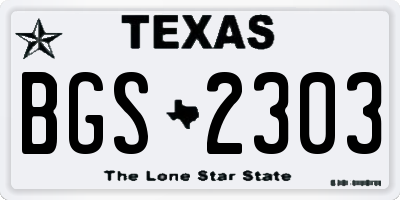 TX license plate BGS2303