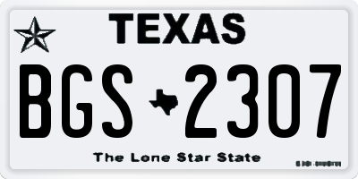 TX license plate BGS2307