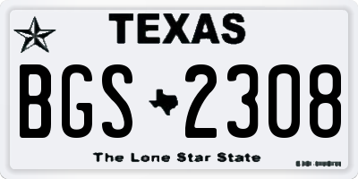 TX license plate BGS2308