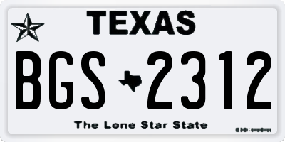 TX license plate BGS2312