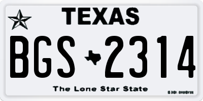 TX license plate BGS2314