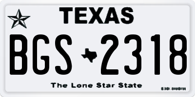 TX license plate BGS2318