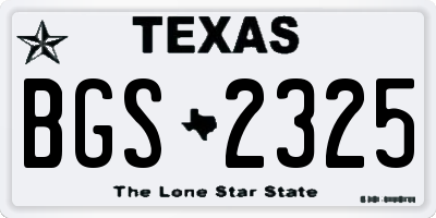 TX license plate BGS2325