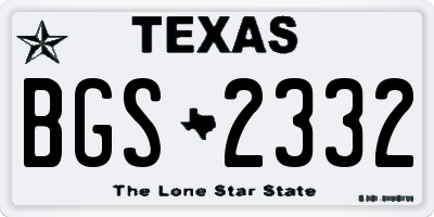 TX license plate BGS2332