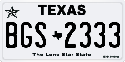 TX license plate BGS2333