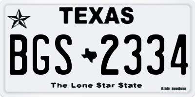 TX license plate BGS2334